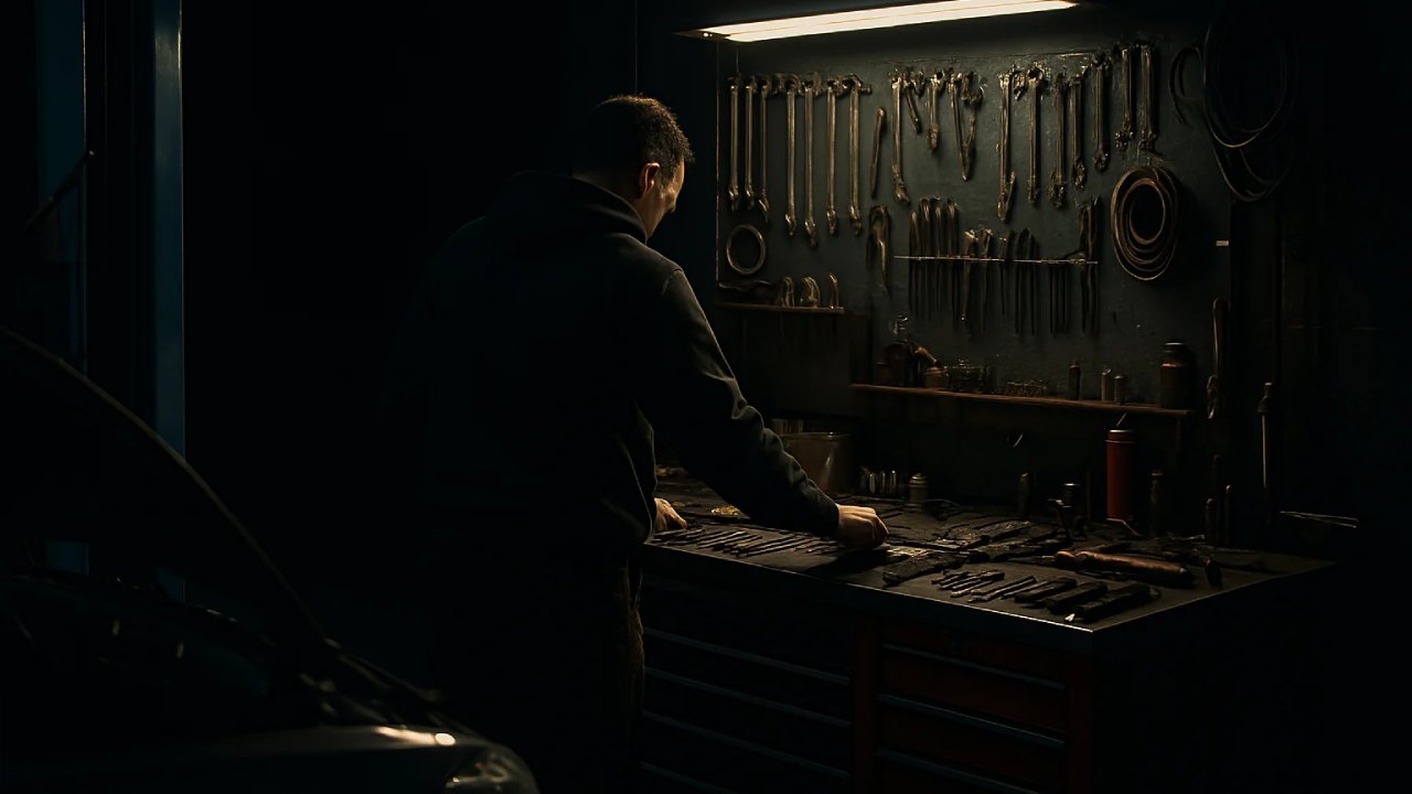 Mechanic working with tools at Ashton's Garage